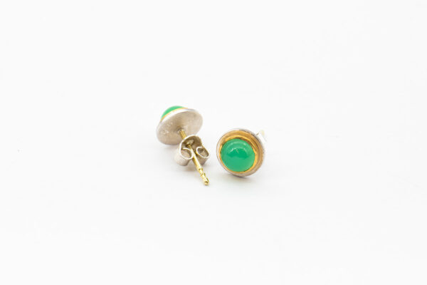 Chrysopras Ohrstecker in Silber und Gold