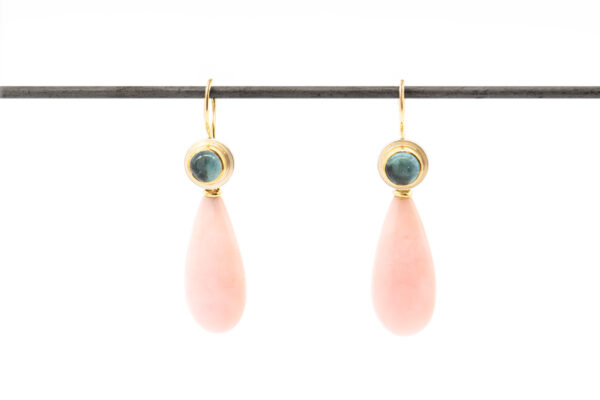 Turmalin Ohrschmuck mit Pinkopaltropfen