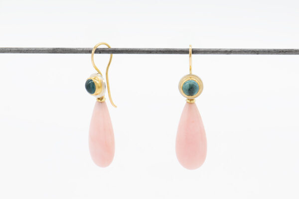 Turmalin Ohrschmuck mit Pinkopaltropfen