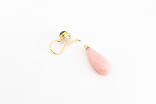 Turmalin Ohrschmuck mit Pinkopaltropfen