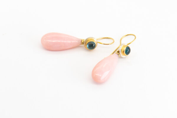 Turmalin Ohrschmuck mit Pinkopaltropfen