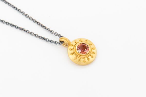 Mandarin Granat Anhänger mit Granulation