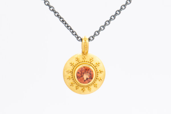 Mandarin Granat Anhänger mit Granulation
