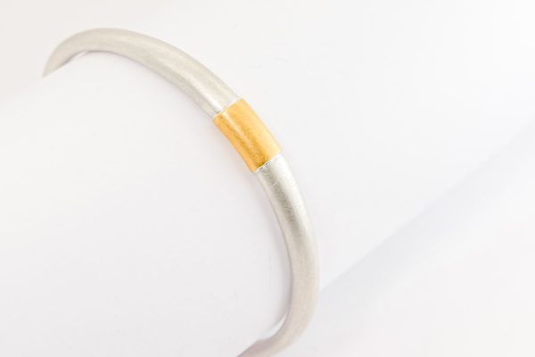 Silberarmreif mit Goldstreifen unisex