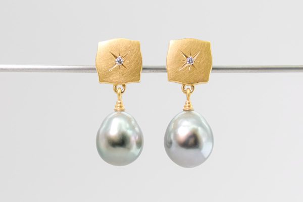 Tahiti-Zuchtperlen-Gold Ohrschmuck