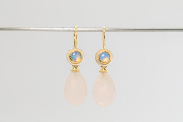 Opal Wechselohrhänger in Silber und Gold